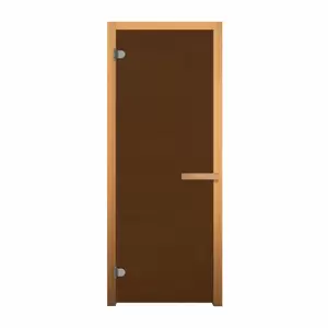 Дверь стеклянная Бронза Матовая 1800х700мм (6мм, 2 петли, коробка осина)