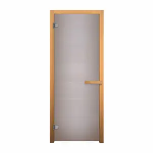 Дверь стеклянная Сатин Матовая 1900х700мм (6мм, 2 петли, коробка осина)