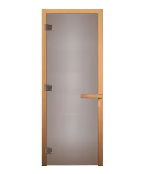 Дверь стеклянная Сатин Матовая 1900х700мм (8мм, 3 петли 710 CR хром, коробка хвоя)
